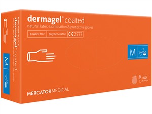 DERMAGEL LATEX GLOVES - POWDER FREE - MEDIUM BOX OF 100 PCS - 21857