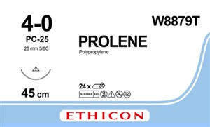 PROLENE 4-0 BLUE 45CM CURVED CONVENTIONAL CUTTING 26MM PRIME NEEDLE - W8879T