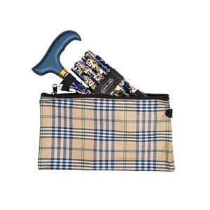 MINI FOLDING STICK ALUMINIUM | DESIGN: BLUE FLOWERS | WITH CARRY POUCH - 3316